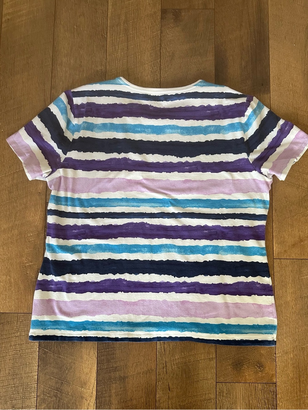 The Talbots Tee Blue Striped Short Sleeve Tee Shirt Sz XL EUC - Picture 2 of 4